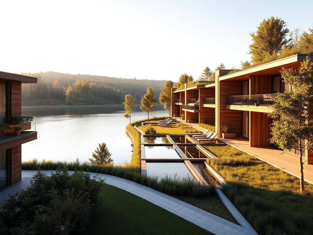 Complexe low-rise près du lac Lisi, 15 000 m² d'espaces verts.